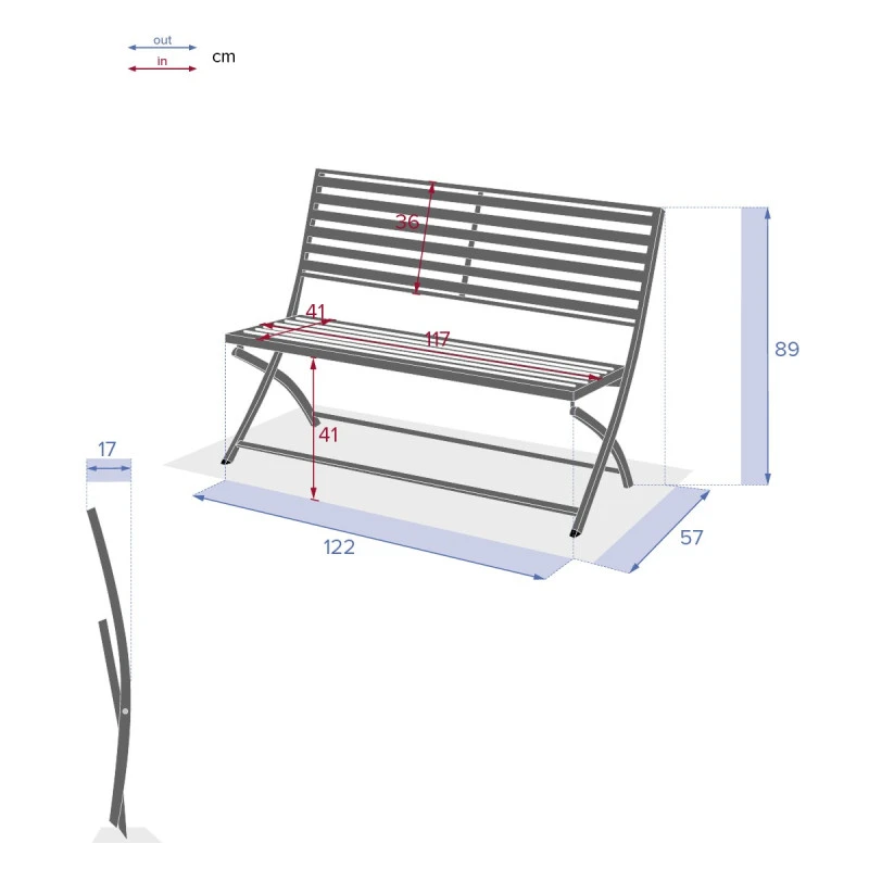 Banc Pliant Olbia Noir Graphite Hespéride 6 Banc Pliant Olbia Noir Graphite Hespéride – Image 5
