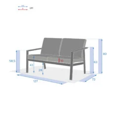 Canapé 2 Places Pavane Graphite Hespéride -Jardin Meubles Magasin canape 2 places pavane graphite hesperide 3