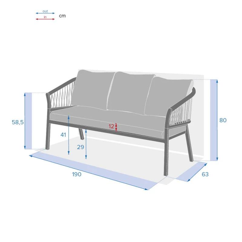 Canapé Extérieur 3 Places Oriengo Taupe Hespéride 6 Canapé Extérieur 3 Places Oriengo Taupe Hespéride – Image 4
