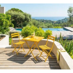 Chaise Métal Pliante Greensboro Moutarde Hespéride -Jardin Meubles Magasin chaise greensboro hesperide moutarde 1 3