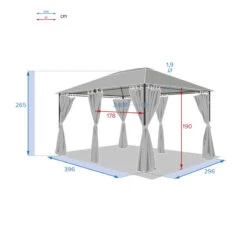 Jeu De 6 Rideaux Gris Ardoise Pour Tonnelle Santorini Et Thira -Jardin Meubles Magasin jeu de 6 rideaux gris ardoise pour la tonnelle santorini 3 x 4m 2