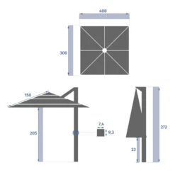 Parasol 4x3 M Melhia Multi Toiles Oléfine Anthracite Hespéride -Jardin Meubles Magasin parasol 4x3 m melhia multi toiles olefine anthracite hesperide 3