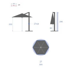 Parasol Décentré Rond Manoa Ardoise Hespéride 10 Parasol Décentré Rond Manoa Ardoise Hespéride -Jardin Meubles Magasin parasol decentre rond manoa ardoise hesperide 1 3