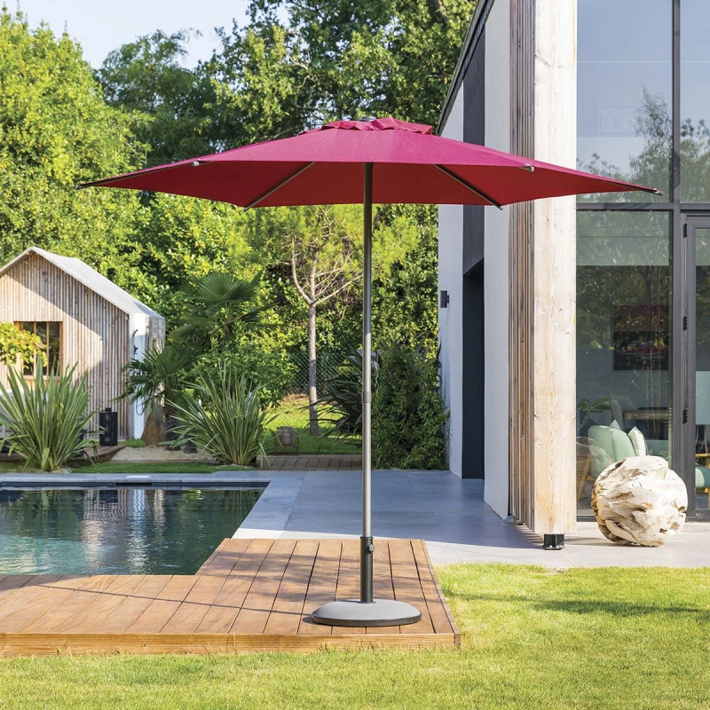 Parasol Droit Rond 2,7m Soya Bordeaux Hespéride 3 Parasol Droit Rond 2,7m Soya Bordeaux Hespéride