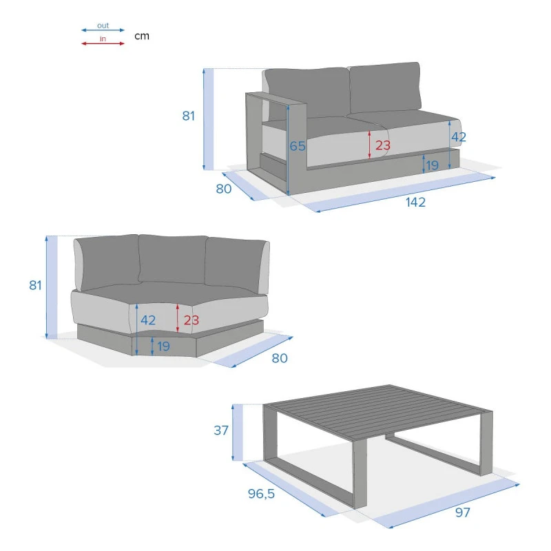 Salon D'angle 5 Places Allure Anthracite / Graphite Hespéride 6 Salon D'angle 5 Places Allure Anthracite / Graphite Hespéride – Image 4