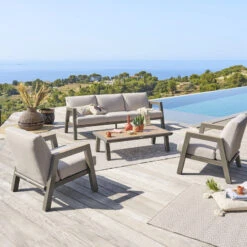 Jardin Meubles Magasin 17 Salon De Jardin 5 Places Axiome Beige Et Praline Hespéride