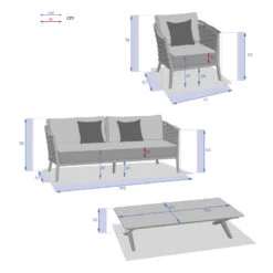 Salon De Jardin 5 Places Embruns Praline / Noisette Hespéride -Jardin Meubles Magasin salon de jardin 5 places embruns praline noisette hesperide 1 2