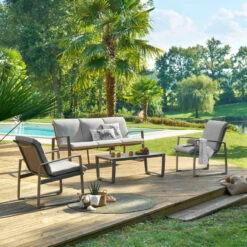 Jardin Meubles Magasin 15 Salon De Jardin Boreane 5 Places Noisette / Café Hespéride