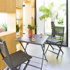Table Alu Pliante Azua 2 Places Graphite Hespéride 8 Table Alu Pliante Azua 2 Places Graphite Hespéride -Jardin Meubles Magasin table aluminium azua 2 places noir graphite hesperide 1