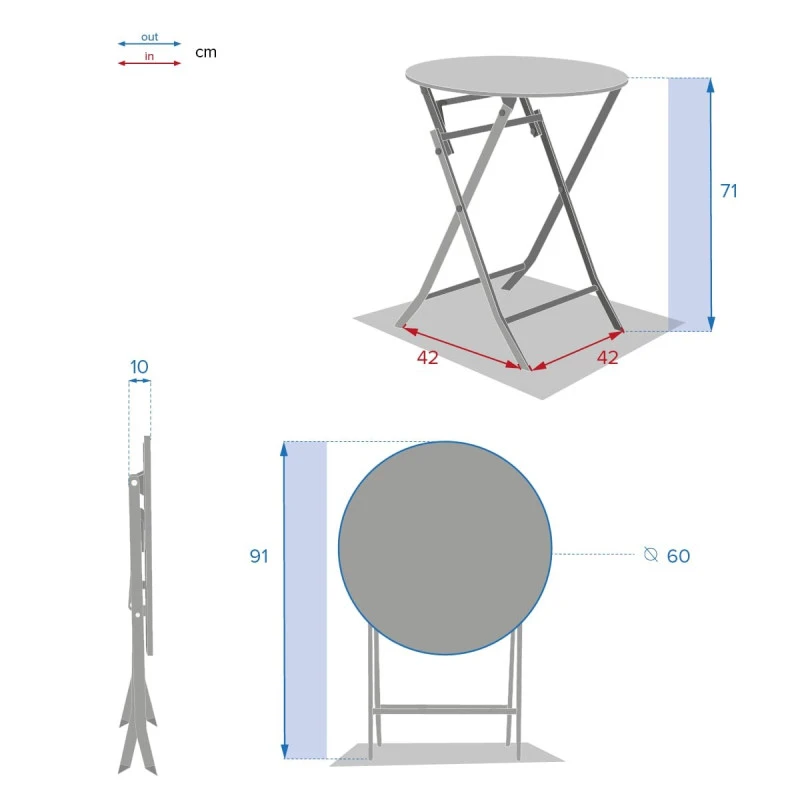Table Ronde Pliante Greensboro 2p Graphite Hespéride 7 Table Ronde Pliante Greensboro 2p Graphite Hespéride – Image 6