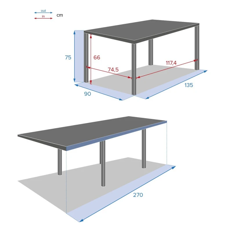 Table Rectangulaire Extensible Piazza 10 P. Graphite Hespéride 8 Table Rectangulaire Extensible Piazza 10 P. Graphite Hespéride – Image 6