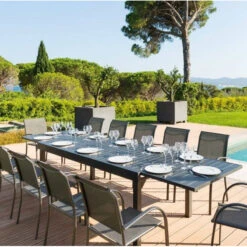 Table Rectangulaire Extensible Piazza 12 P. Graphite Hespéride -Jardin Meubles Magasin table rectangulaire extensible piazza 12 personnes graphite hesperide 5