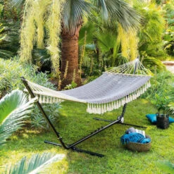 Toile Hamac Syssia Pompons 2 M Hespéride -Jardin Meubles Magasin toile hamac syssia pompons 2 m hesperide 3