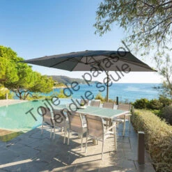 Toile Rempl. Rectangulaire En Oléfine Anthracite Eléa Hespéride -Jardin Meubles Magasin toile remplacement rectangulaire anthracite pour parasol elea hesperide 3