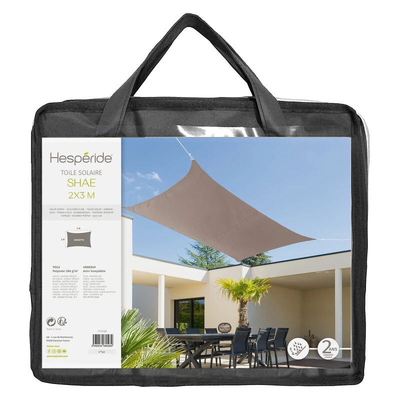 Toile Solaire 2x3m Shae Ardoise Hespéride 4 Toile Solaire 2x3m Shae Ardoise Hespéride – Image 2